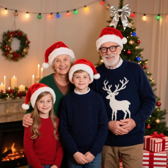 Christmas Santa Hat for Kid, Red Velvet Double Layer Xmas Holiday Party Hat - Picture 7 of 7